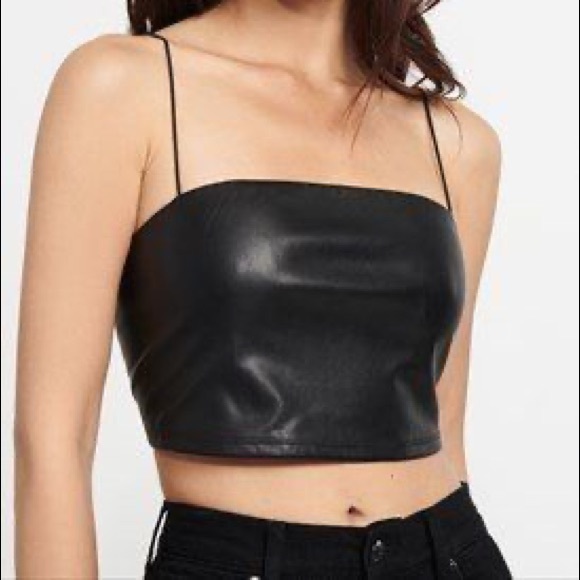 Dynamite black faux leather crop top - Picture 1 of 2